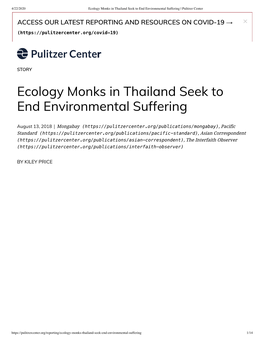 Ecology Monks in Thailand Seek to End Environmental Suffering | Pulitzer Center