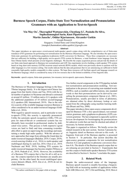 Burmese Speech Corpus, Finite-State Text Normalization and Pronunciation Grammars with an Application to Text-To-Speech