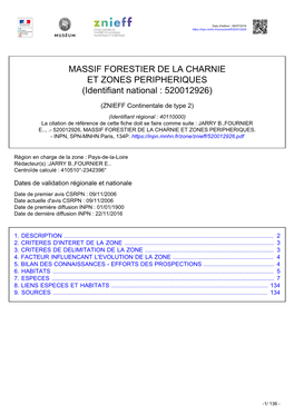 MASSIF FORESTIER DE LA CHARNIE ET ZONES PERIPHERIQUES (Identifiant National : 520012926)