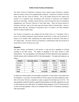 Profile of Union Territory of Puducherry