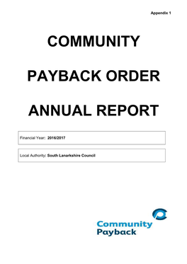 Community Payback Order Annual Report