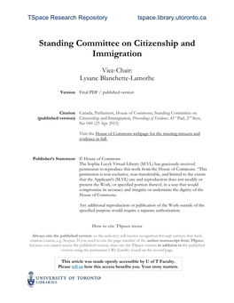 Standing Commitee on Citizenship And