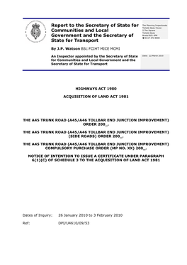 A45/A46 Tollbar End Junction Improvement) Order 200