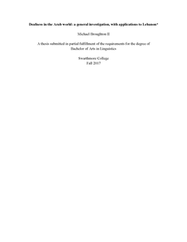 Michael Broughton II a Thesis Submitted in Partial Fulfillment of The