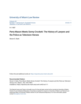 Perry Mason Meets Sonny Crockett: the History of Lawyers and the Police As Television Heroes