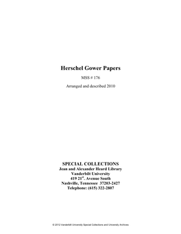 Herschel Gower Papers Finding