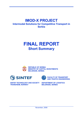 IMOD-X PROJECT Intermodal Solutions for Competitive Transport in Serbia