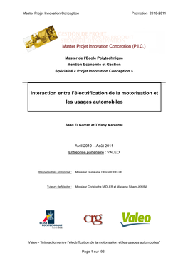 Interaction Entre L'électrification De La Motorisation Et Les Usages