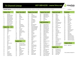 TV Channel Lineup 607-589-6235