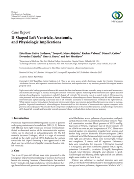 Case Report D-Shaped Left Ventricle, Anatomic, and Physiologic Implications