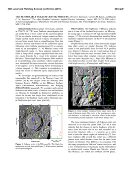 The Remarkable Hokusai Crater, Mercury