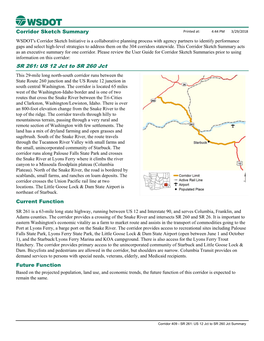 SR 261: US 12 Jct to SR 260 Jct Corridor Sketch Summary