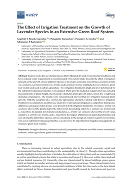 The Effect of Irrigation Treatment on the Growth of Lavender Species In