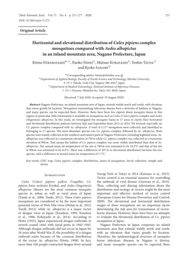 Horizontal and Elevational Distribution of Culex Pipiens Complex Mosquitoes Compared with Aedes Albopictus in an Inland Mountain Area, Nagano Prefecture, Japan