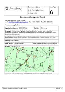 Development Management Report