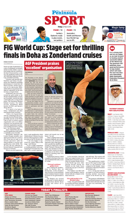 Stage Set for Thrilling Finals in Doha As Zonderland
