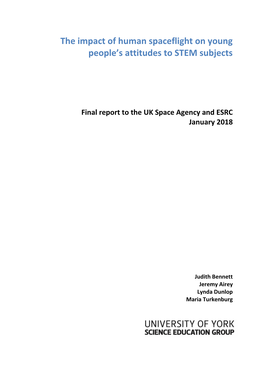 The Impact of Human Spaceflight on Young People's Attitudes to STEM