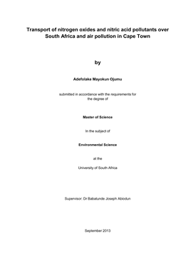 Transport of Nitrogen Oxides and Nitric Acid Pollutants Over South Africa and Air Pollution in Cape Town