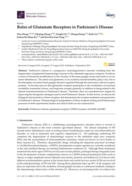 Roles of Glutamate Receptors in Parkinson's Disease