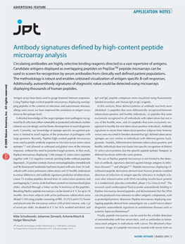 Antibody Signatures Defined by High-Content Peptide Microarray