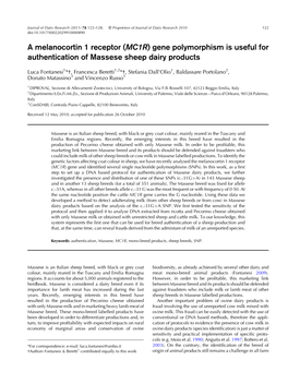 MC1R) Gene Polymorphism Is Useful for Authentication of Massese Sheep Dairy Products