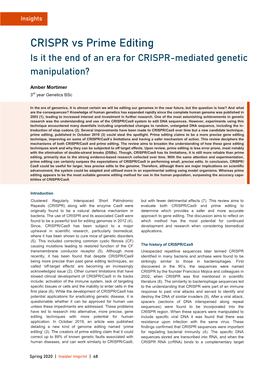 CRISPR Vs Prime Editing Is It the End of an Era for CRISPR-Mediated Genetic Manipulation?