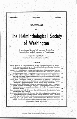 Proceedings of the Helminthological Society of Washington 52(2) 1985