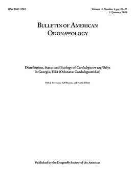 Bulletin of American Odona Ology