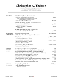 Christopher Theissen's CV