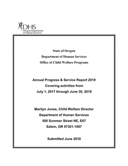 State of Oregon Department of Human Services Office of Child Welfare Programs