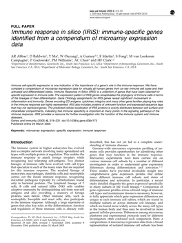 Immune-Specific Genes Identified from a Compendium of Microarray Expression Data