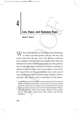 Lies, Rape, and Statutory Rape