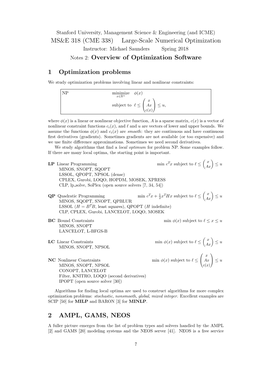 Overview of Optimization Software