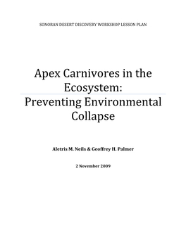 Apex Carnivores in the Ecosystem: Preventing Environmental Collapse