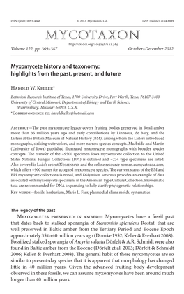 Myxomycete History and Taxonomy: Highlights from the Past, Present, and Future