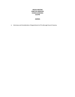 6.29.2021 Special Council Meeting Agenda Packet