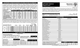 2010-2011 District Report Card Beaverton