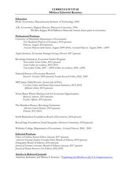 CURRICULUM VITAE Melissa Schettini Kearney