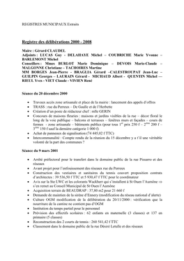 REGISTRES MUNICIPAUX Extraits