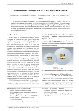 Development of Motion-Picture Recording Film ETERNA-RDI