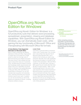 Openoffice.Org Novell® Edition for Windows*