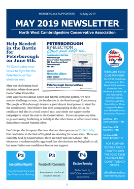 MAY 2019 NEWSLETTER North West Cambridgeshire Conservative Association