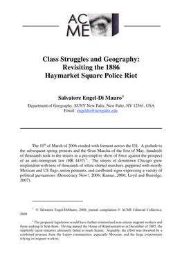 Revisiting the 1886 Haymarket Square Police Riot