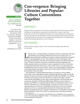 Con-Vergence: Bringing Libraries and Popular- Culture Conventions Together