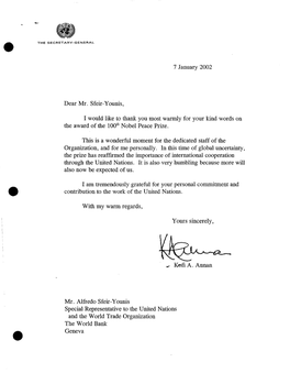 7 January 2002 Dear Mr. Sfeir-Younis, I Would Like to Thank