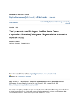 The Systematics and Biology of the Flea Beetle Genus Crepidodera Chevrolat (Coleoptera: Chrysomelidae) in America North of Mexico