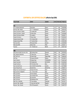 CONTINENTAL SSR CERTIFIED DEALERS (Effective Sept 2009)