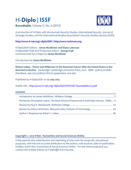 H-Diplo/ISSF Roundtable, Vol. 5, No. 5 (2013)