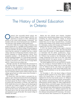 The History of Dental Education in Ontario