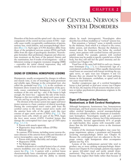 Signs of Central Nervous System Disorders